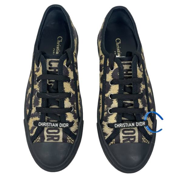 Christian Dior Walk'n'Dior Sneaker Dior Logo Leopard Print Brown Size 37 - Picture 1 of 12